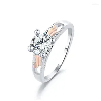 Wedding Rings Love Wing Round Cut Cubic Zirconia Engagement Ring For Women Faux Diamond Party Fashion Jewelry Accessories