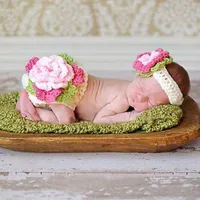Hats Romantic 3D Lovely Girl Infant Flower Headband Warm Pography Custume Baby Suit Diaper Cover