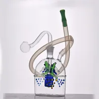 Beautiful Glass Oil Burner Water Bong Thick Pyrex Square Smoking Pipe Small Bubbler Ashcatacher Bong for Smoking Piece with 10mm Male Oil Burner Pipe and Hose