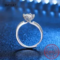 Cluster Rings Certified 5 Diamond Engagement Ring Women 14K White Gold Sterling Silver Bridal Moissanite Wedding Band GRA