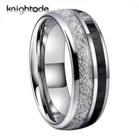 Wedding Rings 8mm Tungsten Carbide White Meteorite Black Carbon Fiber Inlay For Men Women Band Couple Gift Dome Polished