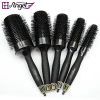 Hair Brushes Angels Nano Thermal Ceramic Ionic Round Barrel Hair Curling Brush with Removable Tail Salon Hairdressing Styling Tool 6 Sizes 230204