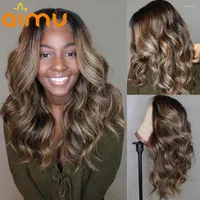 Brown Highlight Honey Blonde 13x6 Lace Frontal Wig For Black Women Brazilian Hair Deep Part Body Wave Hd Front Wigs Plucked