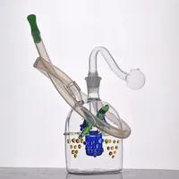 Wholesale Hookahs Glass Oil Burner Bong New Arrival Dolphin Design Oil Rig Colorful Water Pipes Heady Small Bubbler Ashcatcher Bong with Oil Bowl Piece and Hose