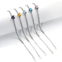 Link Bracelets Fashion Sparkling Clear Zircon Love Heart Charm Bracelet &Bangle For Women Girls Handmade Party Wedding Jewelry Sl542