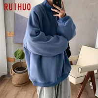 Men's Hoodies RUIHUO 2023 Solid Casual Sweatshirt Men Streetwear Hip Hop Fashion Pullover Sweatshirts Harajuku Brand Tops Size M-5XL