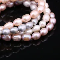 Link Bracelets Natural High-quality White Pink Purple Rice Pearl Bracelet Birthday Anniversary Party Exquisite Gift For Woman 7-8mm