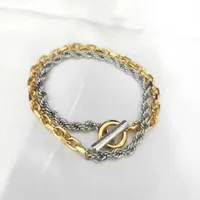 Link Bracelets Gold And White Twisted Two Layer Women Wrap Bracelet Accessories Summer Metal Rope Hand Catenary Wristband Woman's Jewelry
