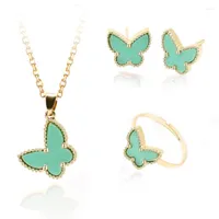 Pendientes de collar Set 3 PCS/Set Fashion Fashion Butterfly Jewelry Women Women Seis colores Anillo opcional Marca seleccionada Z571