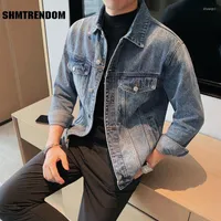 Men's Jackets 2023 Fashion Mens Denim Slim Fit Jeans Cotton Outwear Coat Long Sleeve Hole Male Clothing Size S-3XL