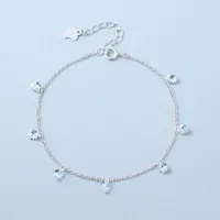 Link Bracelets Arrive Korean Design Tassel Clear Crystal Round Bead Charm Bracelet &Bangle For Women Handmade Party Wedding Jewelry