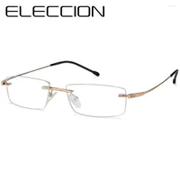 Sunglasses Frames ELECCION Man's Frameless Eyeglasses Frame Small Rimless Myopia Optical Women Fashion Prescription Eyewear Clear