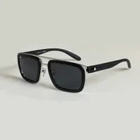 5057 Rectangle Black Sunglasses for Men Silver Metal Frame Glasses Sonnenbrille Shades gafas de sol UV400 Protection Eyewear with Box