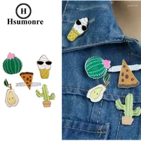 Brooches Cartoon Cute Pizza Icecream Cactus Lapel Pins Pear Colorful Brooch Enamel Plant Denim Jacket Pin Badge Jewelry 5pcs set
