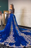 2023 Arabic Aso Ebi Royal Blue Prom Dresses Lace Beaded Luxurious Evening Formal Party Second Reception Birthday Engagement Gowns Dress ZJ6050