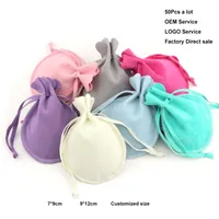 Jewelry Boxes 50Pcs Lot Drawstring Velvet Gift Bags Multi Size Jewelry Packaging Wedding Pouches with Candy Bracelet Sachet Can Print 230204