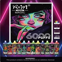 Original R&M MAGIC 6000 electronic cigarettes RGB Flash light Disposable Vape Pen 6000 Puff Cigarettes E Cigs 2% 3% 5% 650Mah 14Ml New Vapes cigvapes