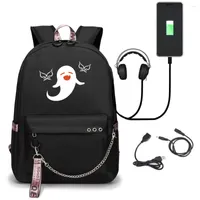 Backpack Hu Tao With USB Charging Port Cute Genshin Impact Cosplay Bookbag For Boys Girls Gift School Mochila