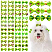 Dog Apparel 10 20PCS Green Pet Hair Bows Dogs Cute Colorful Grooming Rubber Bands Bowknot Small Cat Accessories