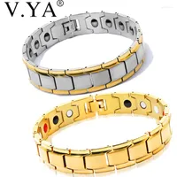Link Bracelets V.YA Style Energy Balance Chain Magnet Stainless Steel Bracelet Gold Silver Color &Bangle For Men Drop Ship
