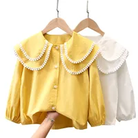 Kids Shirts Girls White Blouse Solid Color Blouse Girl Spring Autumn Blouses Children's For Girls Casual Children's Clothing Girl 6 8 10 12 230204