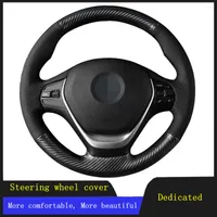 Steering Wheel Covers Car Cover Black Hand-stitched Carbon Fiber Leather For 316i 320i 328i 320d F20 F45 F30 F31 F34 F32 F33 F36