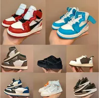 Bebês reverso mocha t sc0tt fragmentos assinados em conjunto Sapatos de basquete infantil com baixo OG 1s Chicago 1 infantil tênis de tênis recém
