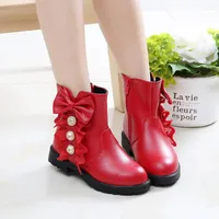 Boots Winter Plush Girls Short Snow Warm Shoes Pu Leather Flat With Baby Toddler Outdoor Kids Shoe