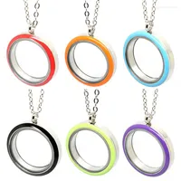 Charms (No Chain) Wholesale 30MM 316L Stainless Steel Enamel Screw Glass Twist Floating Locket ( 6 Colors)
