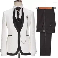 Men's Suits Jacquard Coat Pant Design Latest For Men Tuxedos Retro Terno Masculino Prom Costume Homme Bespoken Blazer Sets 3 Pieces