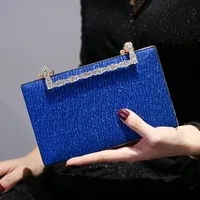 Evening Bags Royal Blue Clutch Purse and Handbags Pleated Sling Bag for Women Bling Small Luxury Cross Body Bag Bride Wedding Wallet 230204