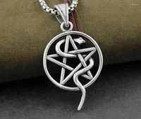 Pendant Necklaces 316L Stainless Steel Snake Star Pentagram Necklace Pagan Wicca Jewelry