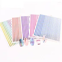 Nail Stickers 10PCS Line Colorful 3D Self-adhesive Art Sticker Laser Decoration Decal Supplies