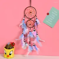 Decorative Figurines Wall Dreamcatcher Handmade Feather Dream Catcher Braided Wind Chime Art For Girl Heart Room Decoration Hanging Home
