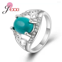 Wedding Rings Arrival Green Fire Opal CZ Fashion Jewelry Women 925 Sterling Silver Accessories For Lady