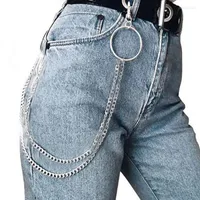 Belts Punk Rock Metal Pants Waist Chain Men Women Key Big Ring Wallet Keychain Jeans Unisex Hip-hop Jewelry GiftBelts Emel22