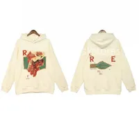 Tasarımcı Rhudes Hoodie Erkek Hoodie Rhudes Hoody Hooded Sweatshirt Felpa Uomo Niche Moda Markası Sudadera Sonbahar Kış Kış Sleeve Yuvarlak Boyun Altları