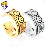 Wedding Rings Vintage Men Punk Biker Steampunk Stainless Steel Tape Recorder Finger Ring Women Gothic Jewelry Gold Silver Color