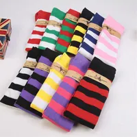Women Socks Girls Sheer Striped Thigh High Stockings Plus Size Over The Knee Rainbow Colorful Cotton Soft Stretch