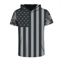 Men's T Shirts American Flag Digital Print Creative Jacket Round Tie Hat With Short Sleeve T-shirt