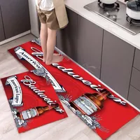 Carpets Budweiser Print Non-slip Door Mat Pad Kitchen Bathroom Carpet Rug Beer Decor Tapis Cuisine Alfombra Cocina Doormat