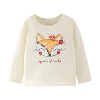 T-shirts Little maven Baby Girls T-Shirt Long Sleeves Lovely Unicorn Blue Cotton Casual Clothes Spring and Autumn for Kids 2-7 year 230204