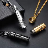 Pendant Necklaces Vnox Hollow Tube Pendant for Men Women Stainless Steel Cremation Keepsake Urn Necklaces Memorial Jewelry G230206