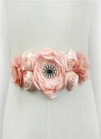 Pink Burgundy White Flower Belts For Women Girl Flower Style Bridal Prom Dress Accessories Bridesmaid Sash Floral Belt Waistband3577469