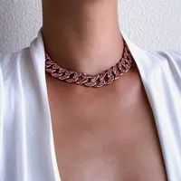 Pendant Necklaces Cuban Link Chain Necklace Women's Neck Choker Luxury Jewellery Girls Rhinestone Chocker Fashion Jewelry 2021 0206