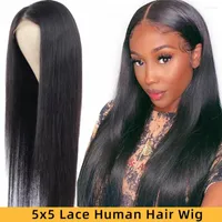 Lace Front Human Hair Wigs Straight Pre Plucked Hairline Baby 5x5 Closure BrazilianHuman For Black Women