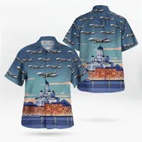 Herren lässige Hemden Hawaii Shirt Strand Sommer Hawaiianische Flugzeuge 3D überall über bedruckte Männer Frauen Tee Hip Hop 04