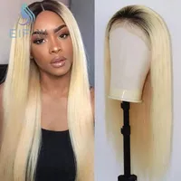 Brasiliansk rak 1B613 Human hår spets fram peruk 13x6 t del peruker honung blond för svarta kvinnor