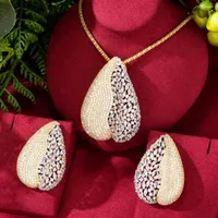 Necklace Earrings Set Missvikki Original Sexy Chain Big Heart Pendant Luxury Gougeous Splicing For Women Wedding Party Accessories