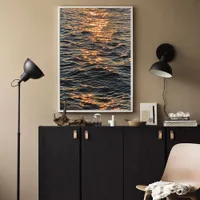 Paintings Nordic Contemporary Gold Sunshine Wave Wall Art Poster and Print Home Decoration Abstract Blue Black Seascape Canvas Painting 230206
